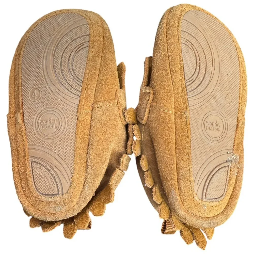 Baby’s Tan Genuine Leather Moccasins- Size‎ 4